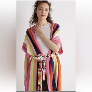 By Anthropologie Striped Kimono Rainbow Knit Cardigan Duster ONE SIZE